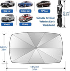 2026 Windshield Sun Shade Umbrella, Foldable Car Umbrella Sunshade with UV Block Car Front Window (Heat Insulation Protection) for Auto Windshield Covers Blackout Trucks Cars (Large)