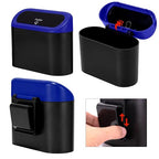 2 Pack Mini Car Trash Can with Lid, Small Car Garbage Can, Cute Leakproof ABS Car Trash Bin, Car Accessories for Interior, Garbage Bin for Car, Home, Office with 120pcs Trash Bags Black/Blue