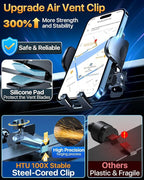 HTU Car Phone Holder【2026 Upgraded 100+LBS Suction & Safety Cert】 Cell Phone Car Mount for Truck Heavy Duty Phone Holder for Dashboard/Windshield/Vent for iPhone 17 16 Pro Max, Dark Black