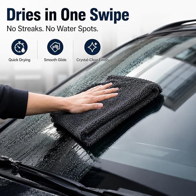 Twisted Loop Car Drying Towel, 28 x 36 in Extra Large Microfiber Auto Detailing Towel, Ultra Absorbent Lint-Free Scratch-Free Car Wash Towel for Paint, Glass, Mirrors & Trim