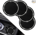 Car Coasters, 4 Pack Universal Vehicle Bling Car Coaster, Crystal Rhinestone Coaster for Cup Holders, Car Interior Accessories 2.75'' Silicone Anti Slip Car Coasters for Women (Black)