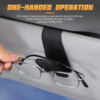 Sunglasses Holders for Car Sun Visor, Leather Eyeglasses Hanger Mounter, Magnetic Glasses Holder and Ticket Card Clip, Auto Interior Accessories Universal for SUV Pickup Truck
