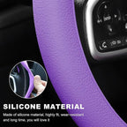 Car Steering Wheel Cover, 13 to 14.17 inches Anti-Slip Silicone Steering Wheel Protector, Soft Flexible Shock-Absorbent Steering Wheel Protective Cover for Most Car Models (Purple)