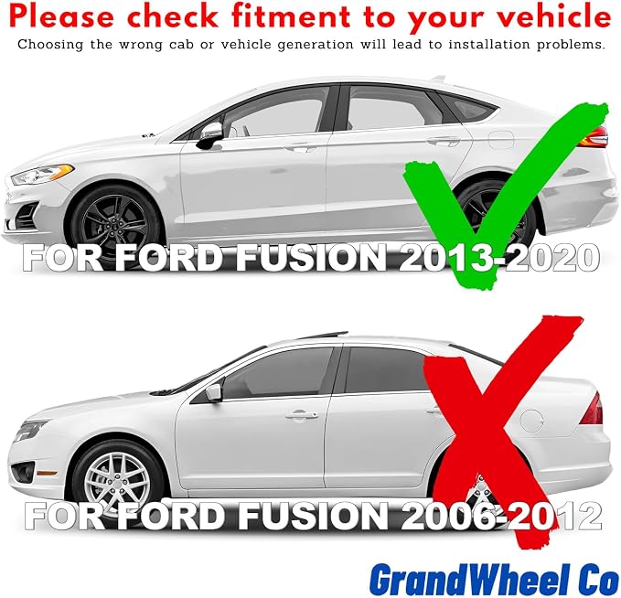 GrandWheel Window Deflectors Smoke Tinted in-Channel Side Window Vent Visor Deflectors Rain Guards Compatible with Ford Fusion 2013-2020 - 4 pcs. GW0079
