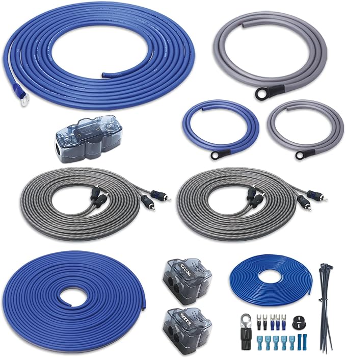 RC4D True 4 Gauge Car Audio Dual Amplifiers CCA Wiring Installation Kits | with OFC RCA Cable