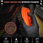 7PCS Car Interior Detailing Kit, Horse Hair Leather Brush for Car Seat, Carpet Brush, Soft Car Detailing Brush, Microfiber Towels & 2 Wax Applicator Pads, Car Interior Care Kit, Orange