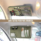 Car Visor Organizer with Double-Sided MOLLE Panel, Universal Vehicle Sun Visor Storage for Essentials & Gear, Compatible with Cars, Pickup Trucks, Vans, SUVs