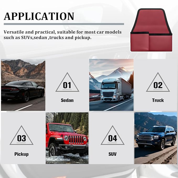 Car Window Armrest Storage Box, Comfortable Leather Vehicle Door Side Arm Rest Pad Organizer Bag, Multifunctional Automotive Window Armrest Storage Pocket, Universal for SUV Van Truck (Red)