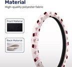 Retro Red Soda Bow Steering Wheel Cover, Polyester Non-Slip Car Wheel Grip, Universal 15 Inch Auto Accessory