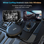 AD5 AI Box Wireless CarPlay Adapter & Android Auto, 2025 Upgrade Ai Box CarPlay Compatible with YouTube, AI DriveChat, Dual Wi-Fi, Dual BT, for OEM Wired CarPlay/Android Auto