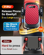 YRU True Military-Grade [360° Rotation Suction] 2026 Ultimate Car Phone Holder Mount 【90+LBS Safest Strongest & Patent Certs】 Dashboard Windshield Vent for iPhone 17 16 Pro Max Samsung, Red