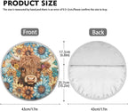 Boho Car Steering Wheel Sunshade Protector, Heat-Resist Cloth Steering Wheel Cover for Most of Car SUV Truck Van, Highland Cow