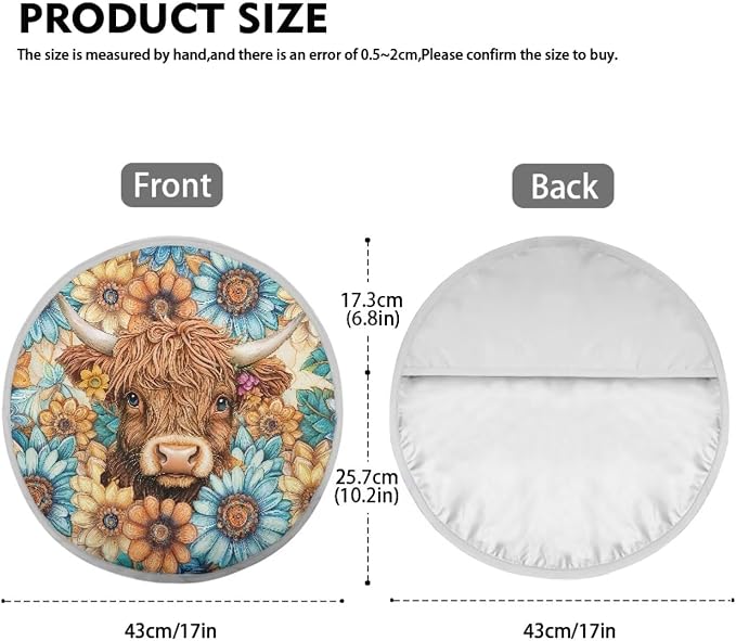 Boho Car Steering Wheel Sunshade Protector, Heat-Resist Cloth Steering Wheel Cover for Most of Car SUV Truck Van, Highland Cow