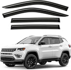 Window Deflectors Smoke Tinted Tape-On Side Window Vent Visor Deflectors Rain Guards Compatible with Compass 2017-2026 - 4pcs. GW0016