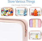 Clear Makeup Bag - TSA Approved Toiletry Bag for Carry-on & Checked Luggage, Water Resistant Car Storage Organizer with Reinforced Seams