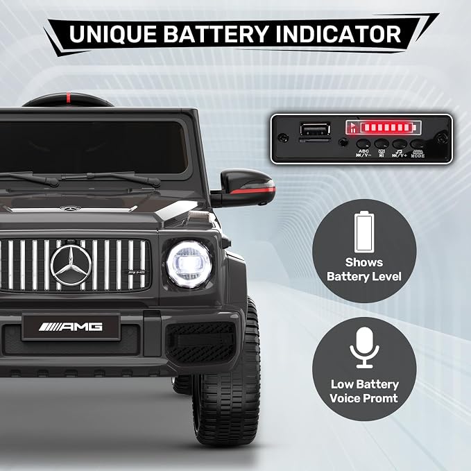 Licensed Mercedes-Benz G63 Car for Kids, 12V 7AH Ride on Car w/Parent Remote Control, LED Headlights, Music Player & Horn, Soft Start, Low Battery Prompt, Kids Electric Car, Black