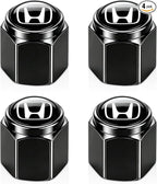 Tire Valve Stem Caps Cover for Honda Metal Car Wheel Air caps Auto Valve Stem Caps Accessories 4 Pack Black