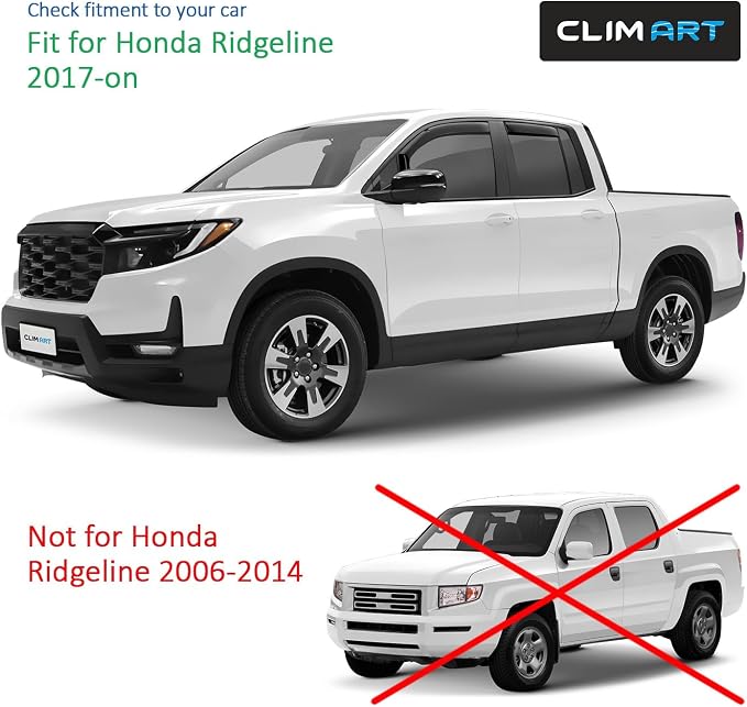 in-Channel Incredibly Durable Rain Guards for Honda Ridgeline 2017-2026, Original Window Deflectors, Vent Window Visors, Vent Deflector, 4 pcs. - 617499