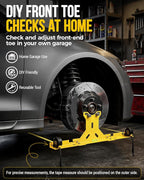 Wheel Toe Alignment Tool Kit for at Home DIY Garage Use, Stainless Steel Toe Plates with Dual Tape Measures, Quick Front-End Toe Check for Automotive Cars Trucks SUVs-Yellow (Patent Design)