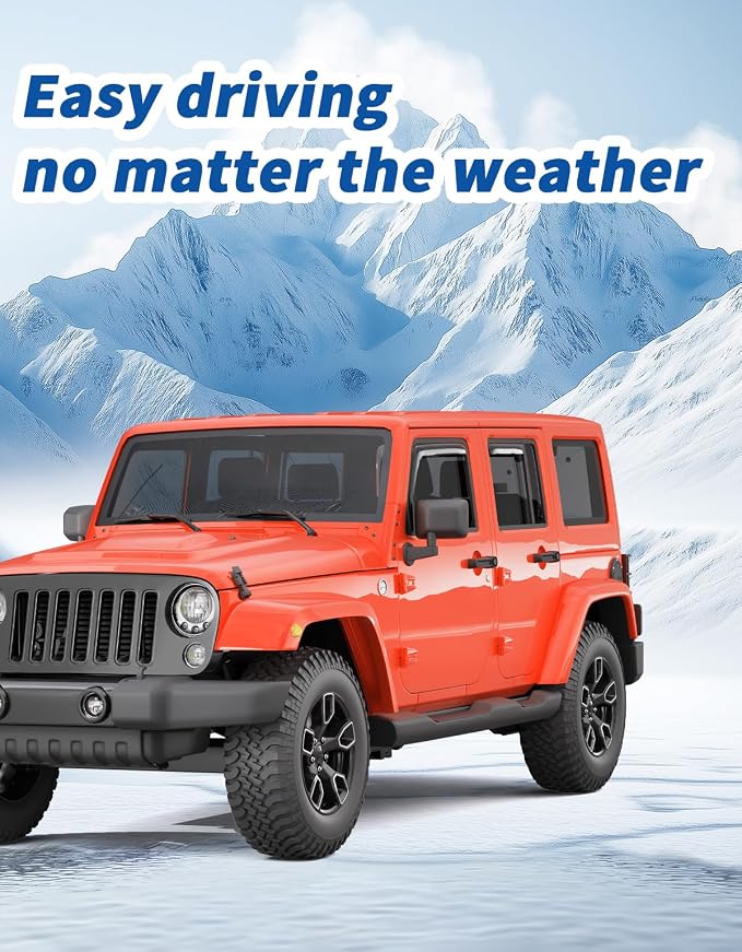 in-Channel Rain Guards Fit for Jeep Wrangler JK 2007-2018 Window Rain Guard Extra Durable Window Deflectors Window Vent Visors Vent Shades Exterior Car Accessories