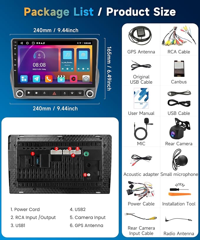 5G WiFi Android 15 Car Stereo for Chevrolet Chevy Camaro 2008–2015 Wireless Carplay Android Auto,9" HD IPS Touchscreen Car Radio Support GPS/10band DSP Audio/Bluetooth/FM/SWC/Backup Camera