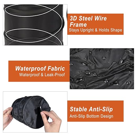 2 PCS Instant Pop Up Trash Can – Collapsible Waterproof Mini Trash Can for Car, 1 Gallon, Hanging on Headrest, Leak-Proof Lining, Portable for Road Trip, SUV, Truck, Sedan