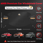 Truck Windshield Cover for Ice and Snow - 600D Large Windshield Snow Cover for Pickup Truck Heavy Duty, Winter Car Windshield Covers for Ford F150, Silverado, GMC Sierra, Ram, Van, and More