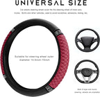 Bling Car Steering Wheel Cover, 15 Inch Sparkly Rhinestone Soft Leather Steering Wheel Protector, Non-Slip Universal Auto Elastic Steering Wheel Covers for Women Girls (Wine Red)