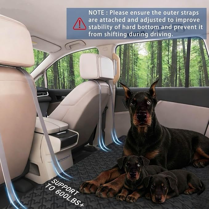 Upgraded Durable Hard Bottom Dog Car Seat Cover with EPE Sponge Cushion, Foldable Dog Rear Seat Protector, Waterproof Pet Car Seat Hammock, Seamless Dogs Back Seat Extender for SUV Truck(XL)