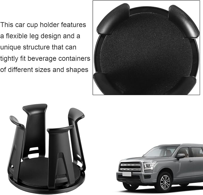 2 Pcs Car Cup Holder Expander, Adjustable Cup Holder for Cars Automotive Slim Can Cupholder Insert Adapter with Self-Adhesive & Suction Cups Secure Drink Holders for Car SUV Truck