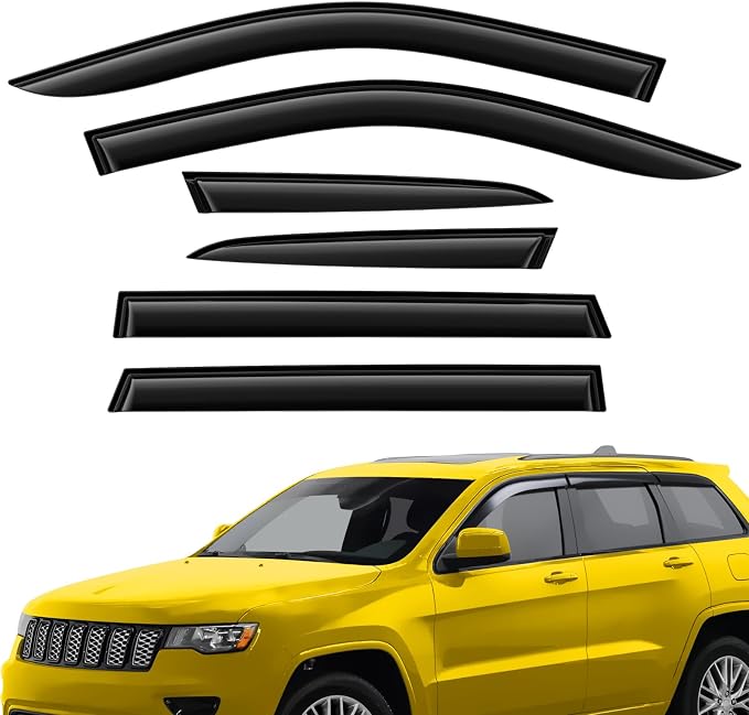 Extra Durable Window Deflectors Tape-On Window Visors Rain Guards Fit for Jeep Grand Cherokee 2011-2021, Sun Visors, Wind Vent for Shades, Exterior Car Accessories - 6pcs. AG0531