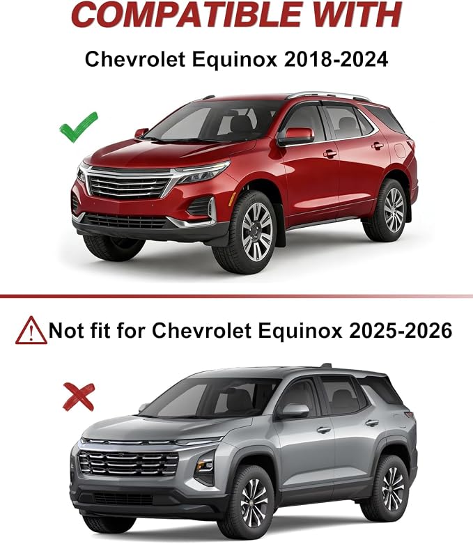 Outside-Mount Window Rain Guards Fit for 2018-2024 Chevy Equinox Extra Durable Window Visors Wind Deflector Dark Smoke Vent Shades Car Tape-on with Thicker 4PCS