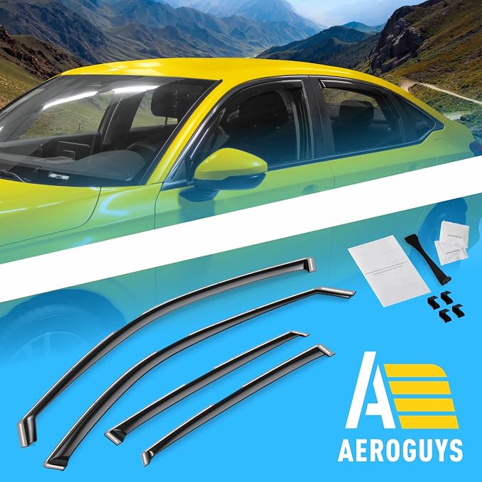 Extra Durable Window Deflectors in-Channel Window Visors Rain Guards Fit for Honda Civic 2022-2026 Sedan, Sun Visors, Wind Vent for Shades, Exterior Car Accessories - 4pcs. AG0834