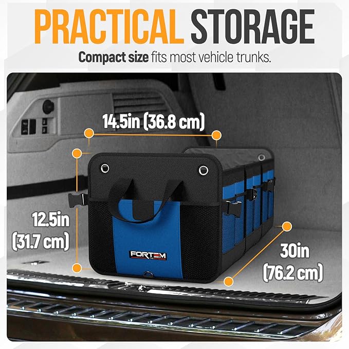 Trunk Organizer For SUV Car Organizer and Storage, Multi-Compartment Storage Bag Car Accessories for Women Men, Perfect Christmas Gifts, 1680D Oxford, Non Slip Bottom, Straps, Soft Cover (90L)