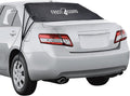 Rear Windshield Cover for Ice and Snow, for Sedans - Rear Window Cover to Reduce Scraping, with Elastic to Conform to Vehicle's Shape - Secure Hooks for A Tight Fit - Black, 50 x 32 Inches