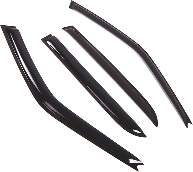 WD2-514 Dark Smoke 4 Pcs Set Window Visor (Outside Mount) Deflector Rain Guard Compatible with 1988-1991 Honda Civic Sedan