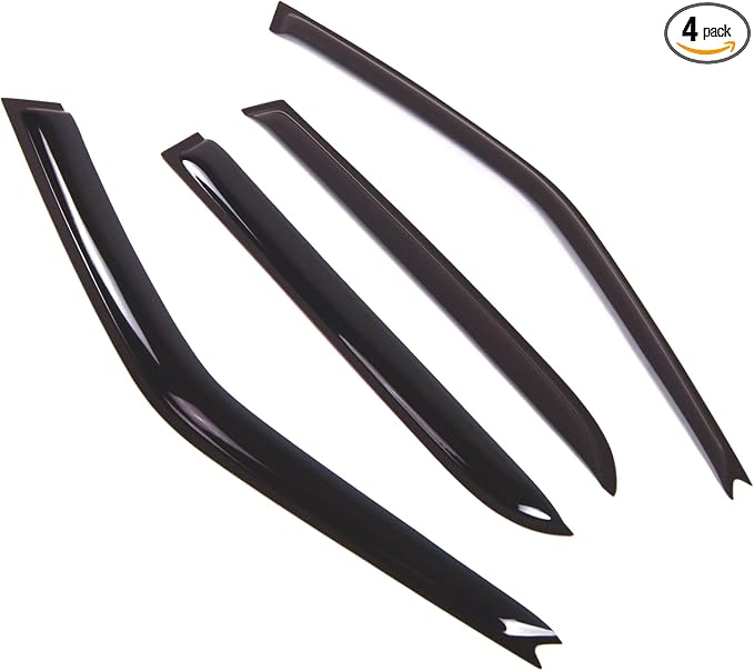 Outside Mount Window Vent Visors Rain Guards Compatible with Honda Civic Sedan 1988-1991 | Side Window Wind Deflectors Rain Shields | Smoke Tinted, 4 Pcs Set, DGWV-514