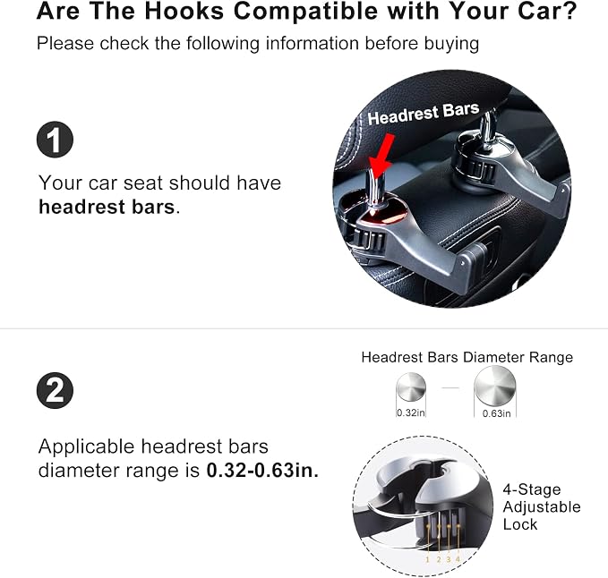 Car Headrest Hook with Phone Holder, Universal 360 Rotation Headrest Hooks for Purses and Bags (Blue)