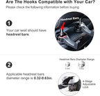 Car Headrest Hook with Phone Holder, Universal 360 Rotation Headrest Hooks for Purses and Bags (Blue)