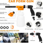 Car Wash Detailing Kit Cleaning Kits with Foam Gun Sprayer, Car Wash Brush and Large Wash Mitt Duster for Car Interior and Exterior Cleaning (Orange)