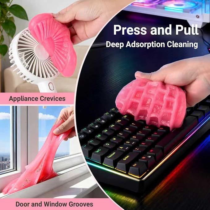 Universal Cleaning Gel Keyboard Dust Cleaner for Office Electronics Product,Cleaning Putty for Car Detailing Laptop Dusting Kit Computer Dust Remover,Computer Cleaning Accessories,Rose Pink