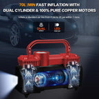 Heavy Duty Tire Inflator 12V Portable Air Compressor Pump 150PSI | 6X Faster Inflation Dual Cylinder Metal Air Pump with Led Light for Car, RV,Pickup Truck, SUV, Van,Camper, Air Bed,Balls
