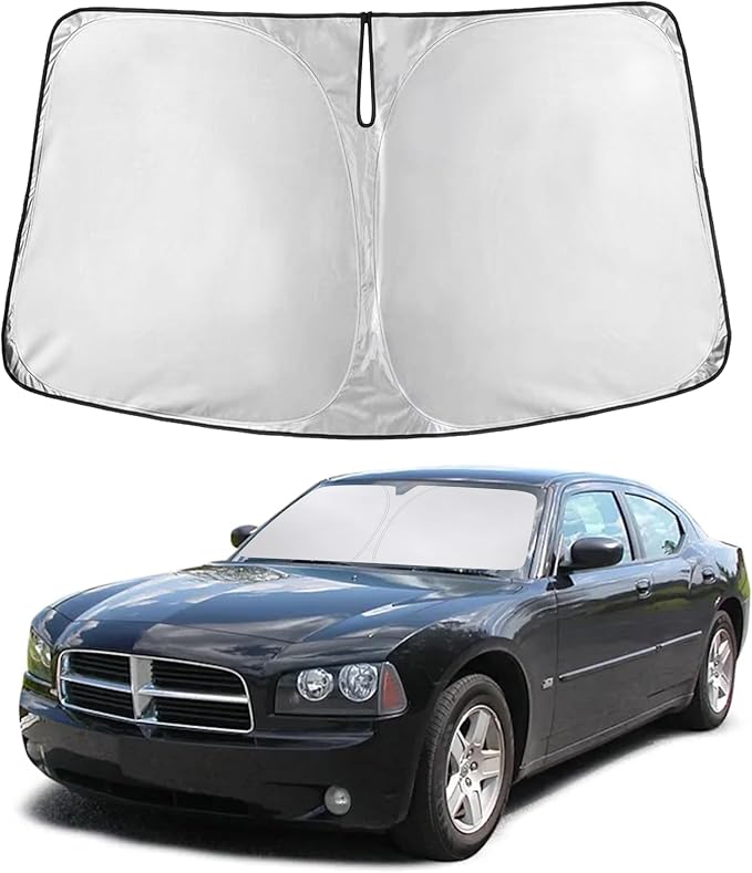 Windshield Sunshade Compatible for Dodge Charger 2006-2008 2009 2010, Sun Visor for Front Windshield & Window Sun Shade Cover, UV Heat Blocker & Protector, Car Accessories