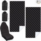 Car Seat Towel Covers with Storage Bag, 63 x 32 Inch Universal Non Slip Waterproof Sweat Protector for Car Truck, Gym Swimming Running, Machine Washable(2 Pack,Carbon Fiber Textured)
