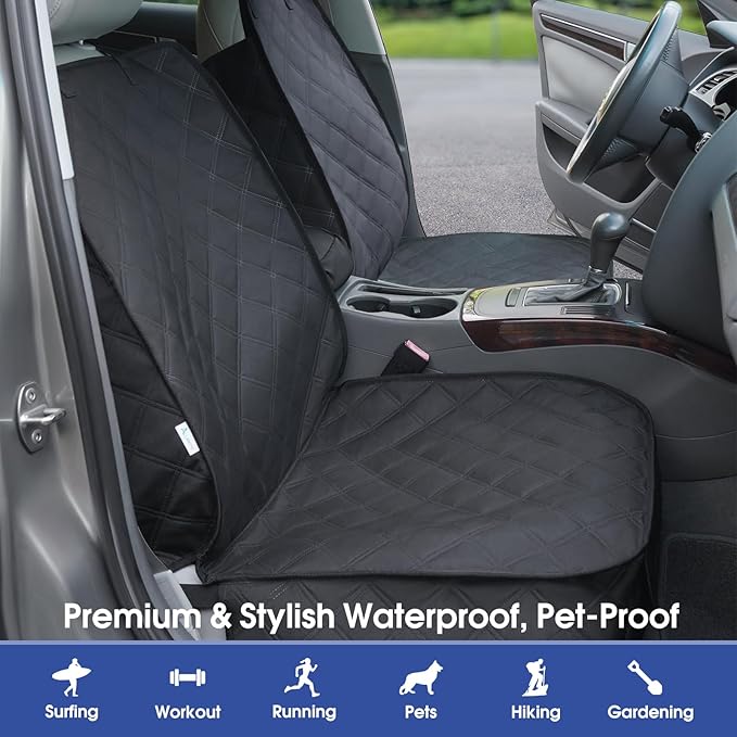 ALLANSING Front Seat Cover for Dogs with Side Flaps, Heavy Duty 900D Waterproof Seat Protector, Protects from Dirt & Scratches, for Pets & Daily Use, Fits Cars SUV Trucks Minivans (1-Pack)
