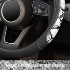 Snake Skin Leather Steering Wheel Cover,Black and White Animal Fur Car Accessory Steering Wheel Cover,Universal 14.5-15inch,Anti-Slip Car Steering Wheel Protector for Women Men