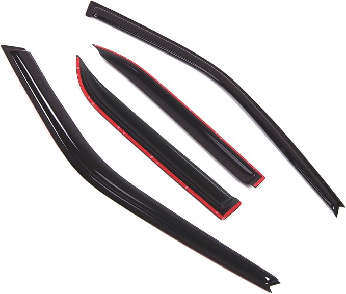 WD2-420 Dark Smoke 4 Pcs Set Window Visor (Outside Mount) Deflector Rain Guard Compatible with 1988-1992 Toyota Corolla Sedan