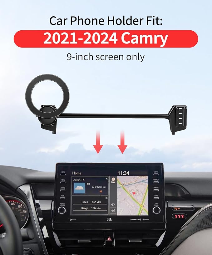 Car Phone Holder for Toyota Camry/ Hybrid 2021-2024 Accessories 9" Screen | Magsafe Magnetic Cell Phone Mount Clip Compatible with iPhone, 3D fit Stable Dashboard GPS Navigation Bracket Cradle Stand