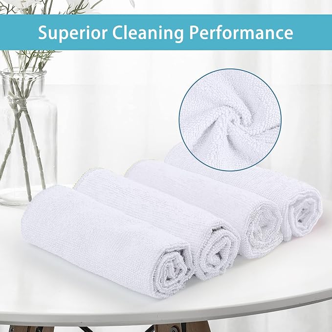 White Microfiber Cleaning Cloth 600 Pack, Microfiber Towel for Cars, Lint Free, Scratch-Free, Highly Absorbent, and Cleaning Rags for House, Window and Glass, Cars, TV Screen 11.5 X11.5 inch