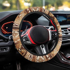 Auto Steering Wheel Cover Universal Stretch 15 Inch Anti-Slip Neoprene Car Steering Wheel Protector for Women Men, Aztec Navajo Geometric Brown
